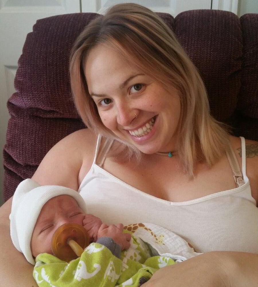 Meaghan with her 3-day old son