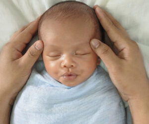 sleeping infant during CST session